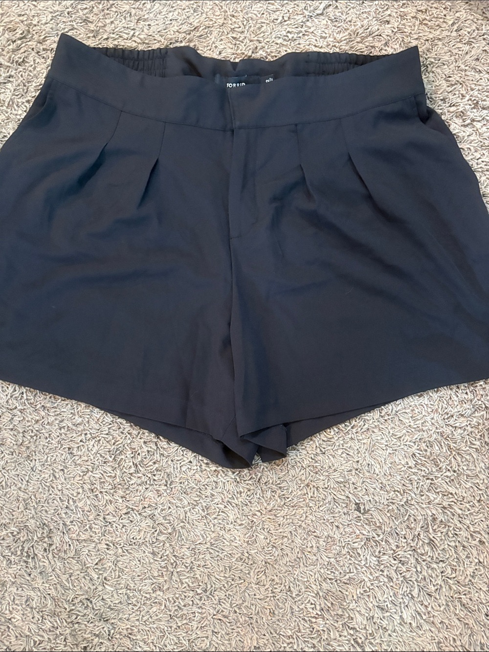 torrid Black High-Waist Pleated Tailored Shorts